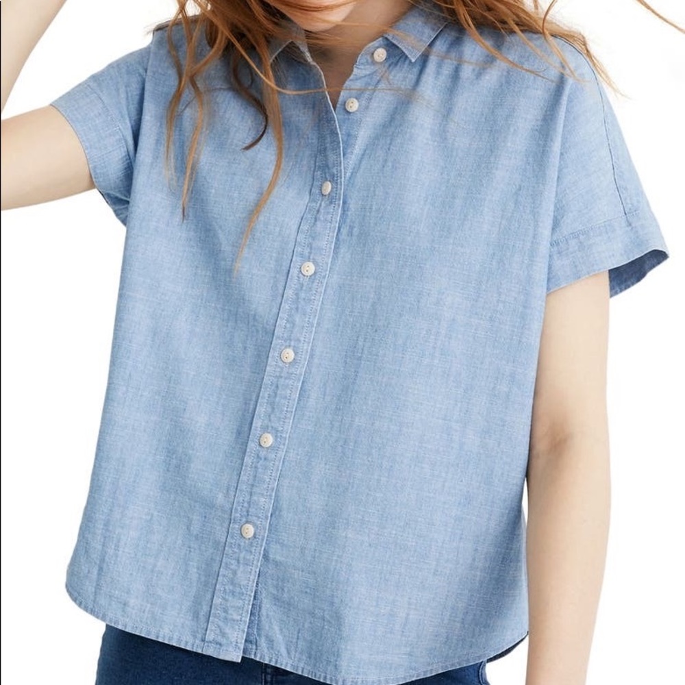 NWOT Madewell Cropped Chambray Buttondown Top